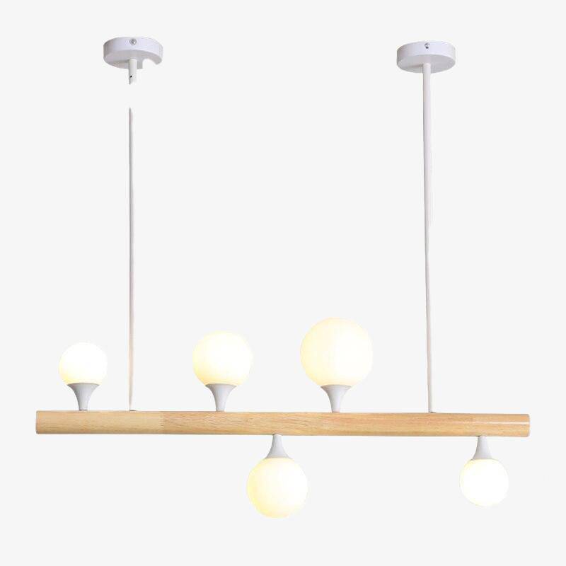 Lampadario scandinavo legno vetro elegante