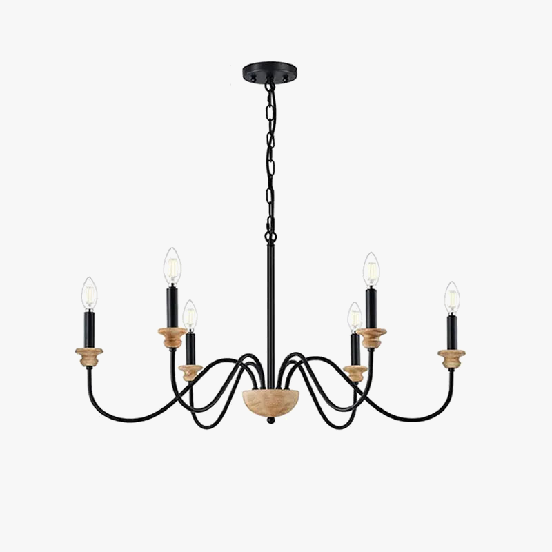 Lampadario in legno vintage 6 luci