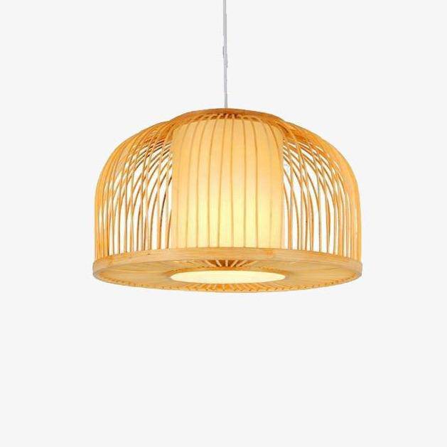 Lampada a sospensione in bambù LED con diversi cilindri stile asiatico