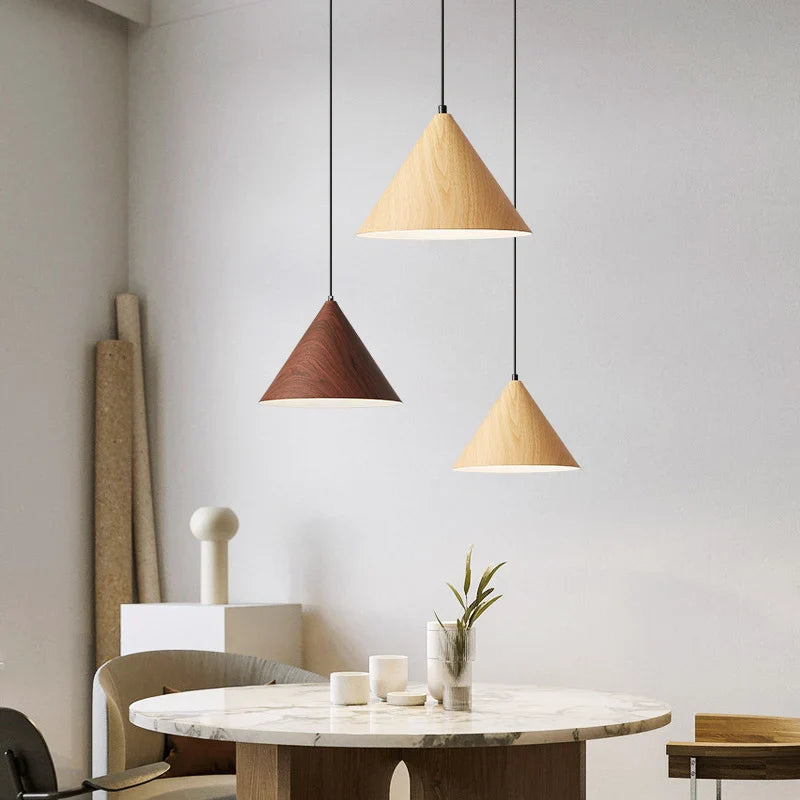 Lampadario nordico creativo effetto legno semplice moderno vintage