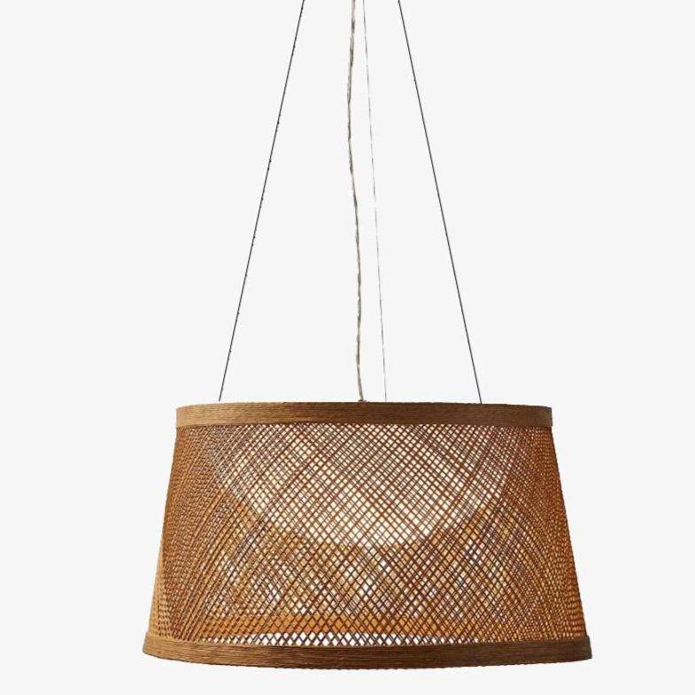 Lampada a sospensione in legno LED con paralume arrotondato Buri
