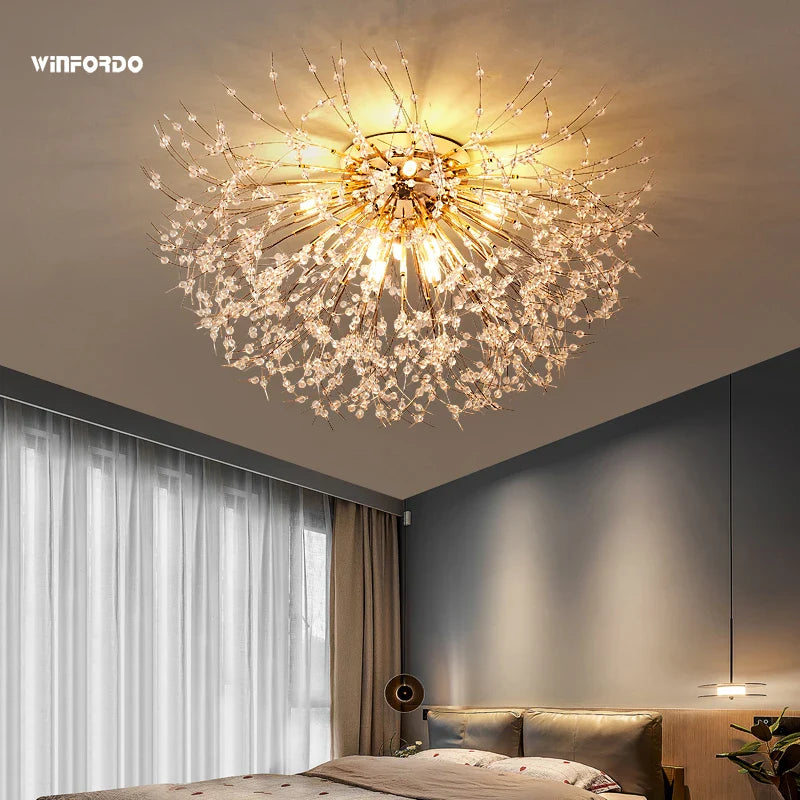 lampadario led 	 con rami di cristallo winfordo in stock