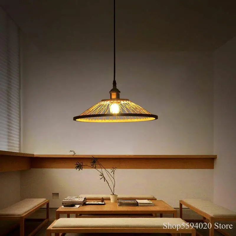 Lampadario per ristorante in bambù cinese creativo LED zen Asia