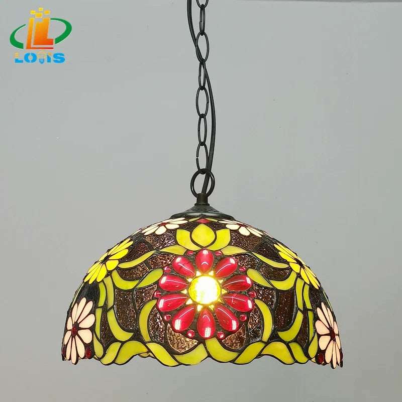 lampadario in vetro stile europeo a fiori per decorazione d'interni