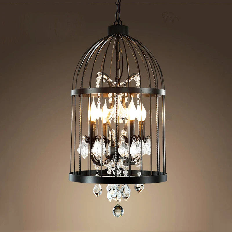 lampadario gabbia per uccelli in cristallo vintage per bar ristorante