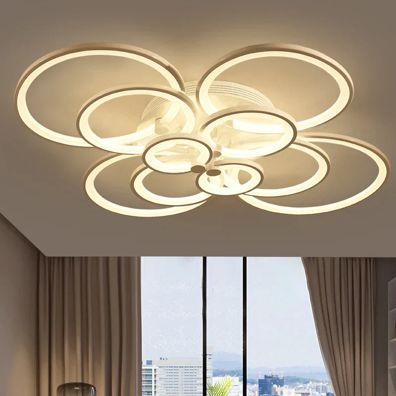 Lampadario design moderno cerchi luminosi