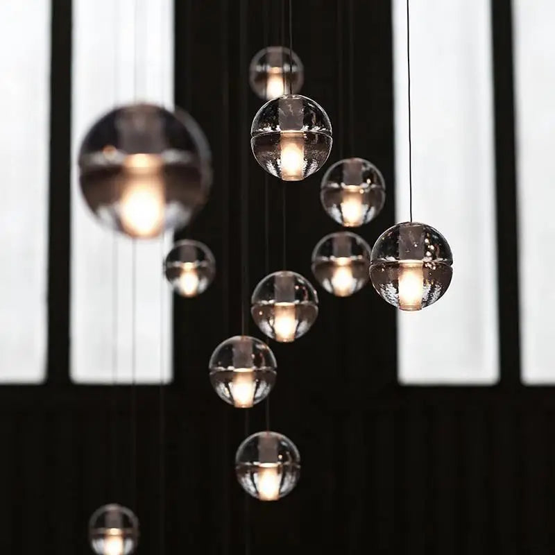 lampadario a sfera di cristallo nordico duplex villa soggiorno ristorante