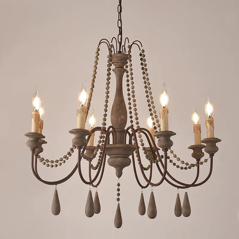 Lustre nordico in legno grigio sospeso