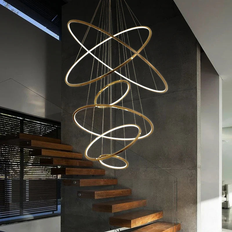 lampadario nordico cerchio dorato illuminazione interna decorativa