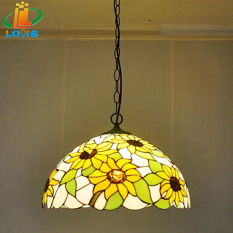 Lampadario solare artigianale in stile Tiffany