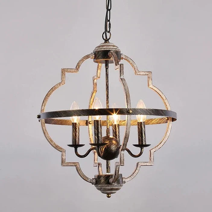 Lampadario rustico invecchiato a candele