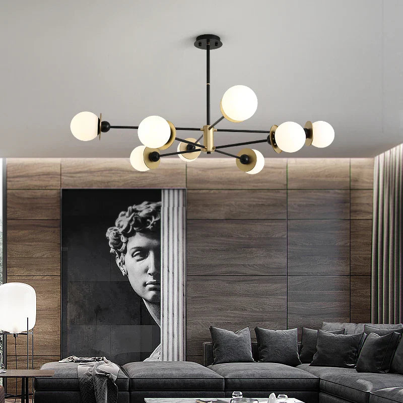 lampadario moderno a sfera di vetro per illuminazione interna decorativa