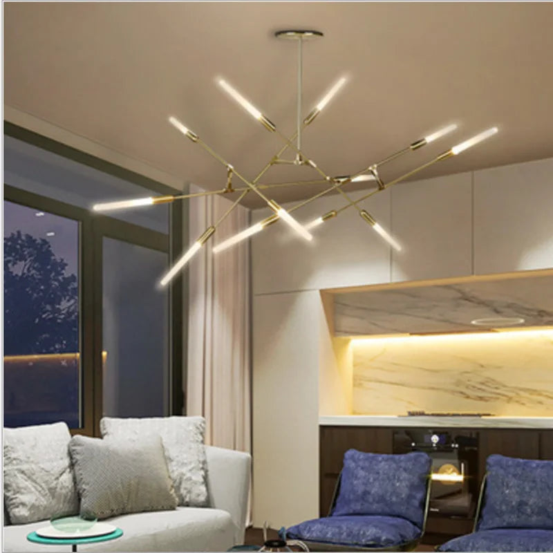 lampadario design a più teste in ferro per un'illuminazione moderna