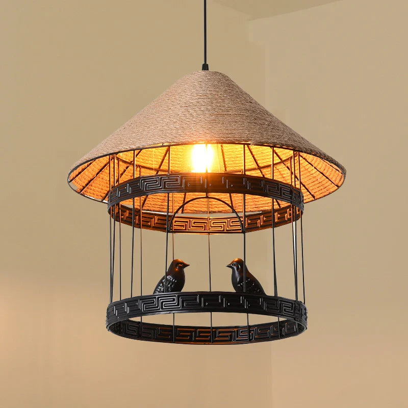 lampadario sospensione gabbia per uccelli stile industriale loft