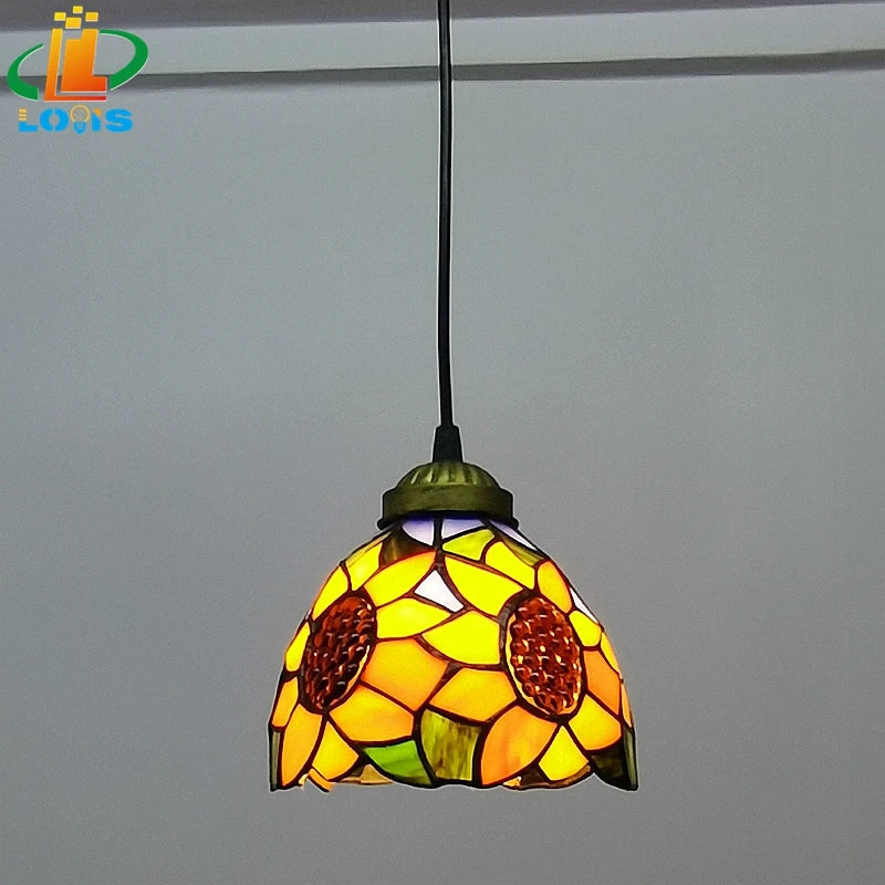 lampadario stile europeo girasole in vetro vintage per bar