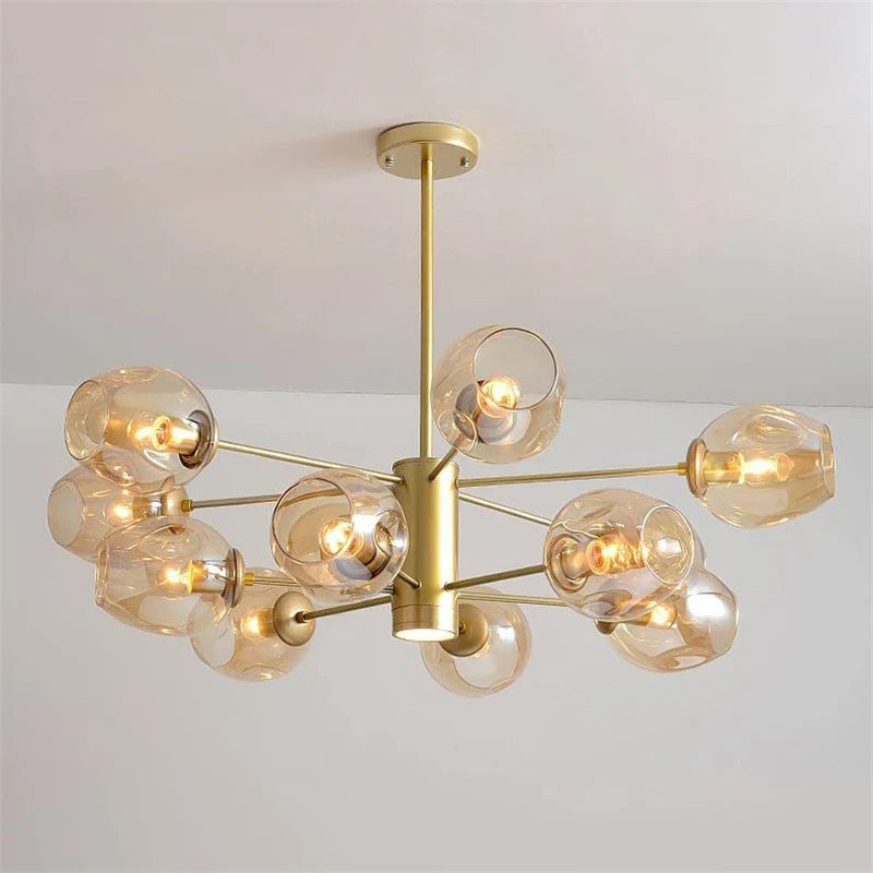 lampadario nordico moderno in vetro e ferro per decorazione
