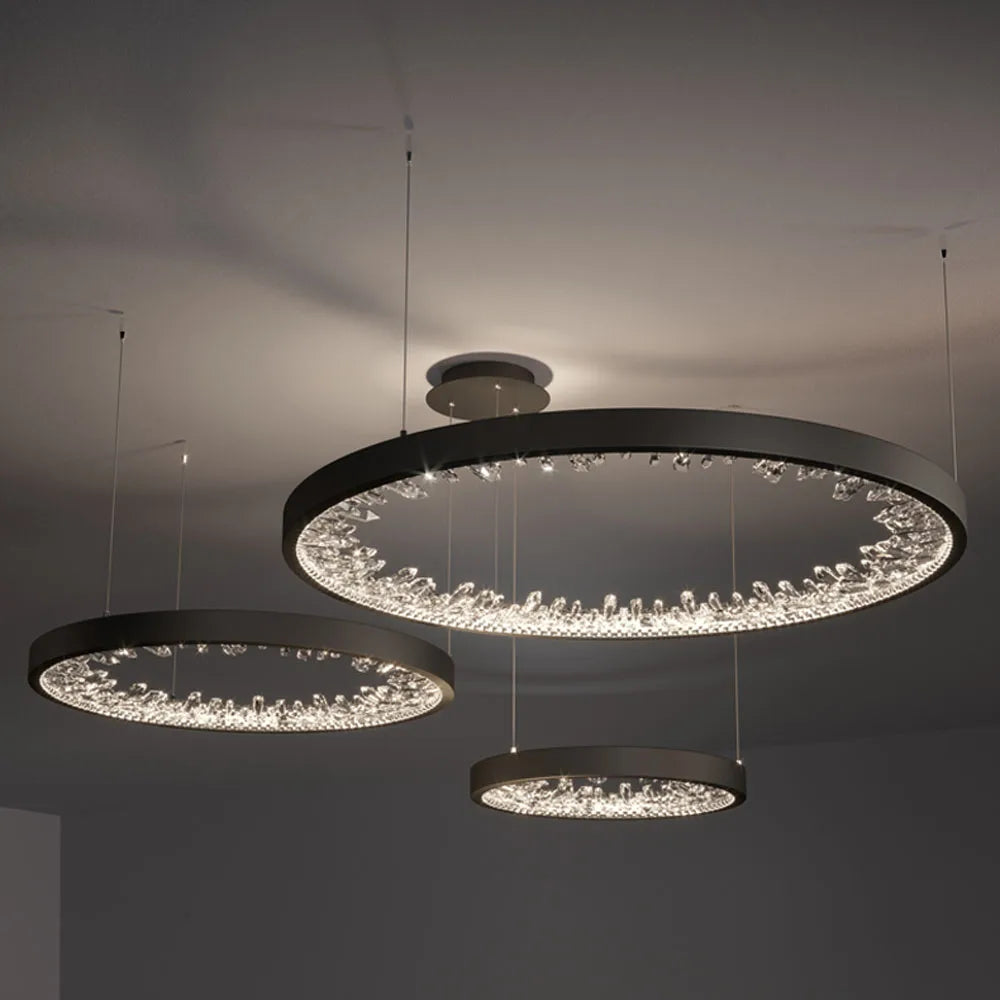 lampadario design in cristallo luminoso per decorazione moderna interna