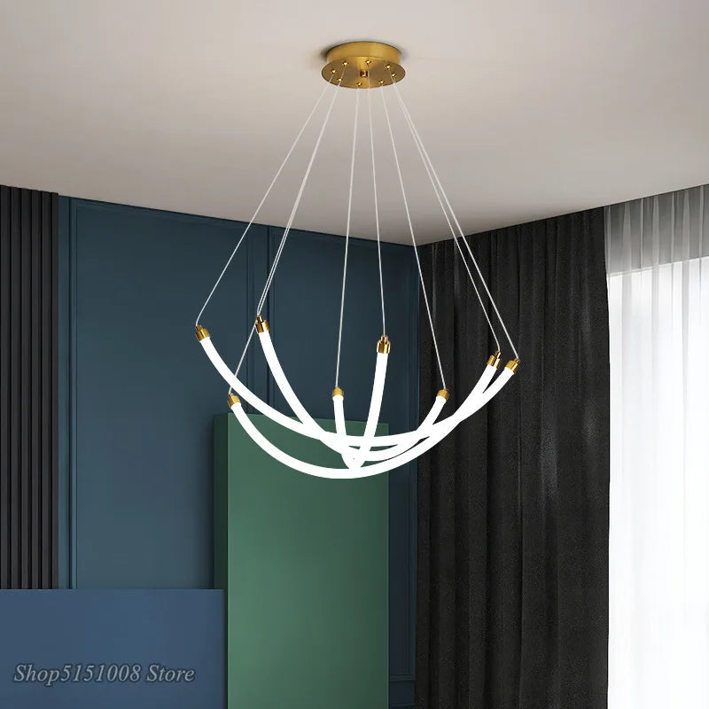 lampadario nordico design led in acrilico e metallo regolabile