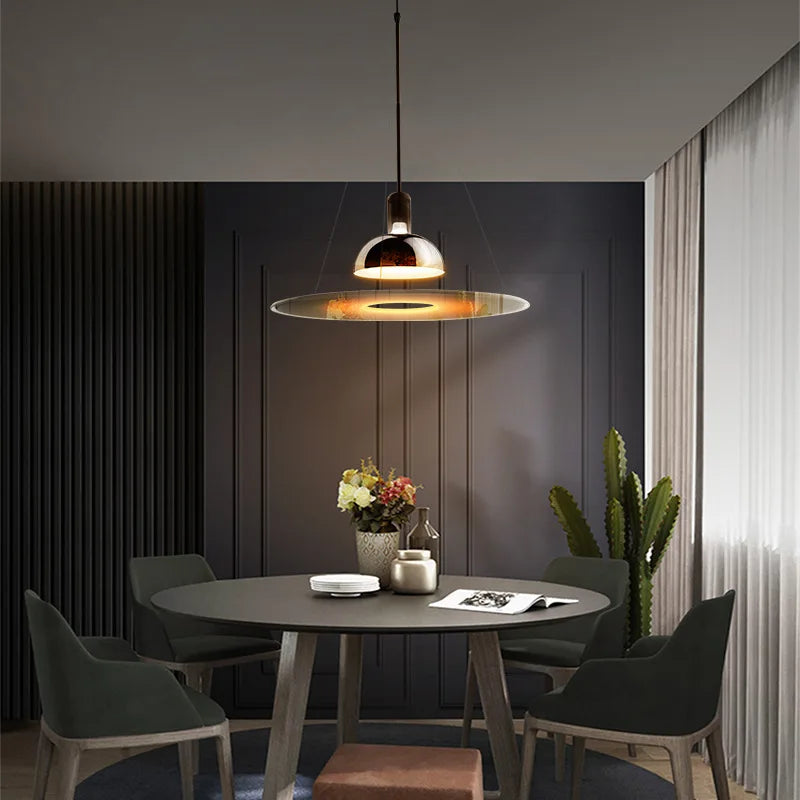 lampadario d'arte design italiano rotondo moderno disco volante