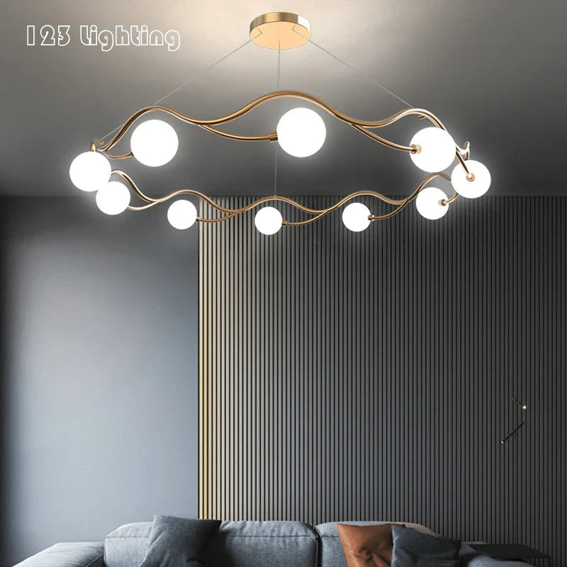 lampadario moderno in vetro bianco decorazione artistica per interni