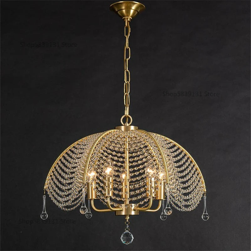 lampadario in cristallo e rame stile nordico per tutta la casa