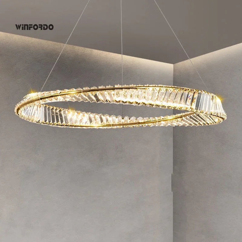 lampadario in oro di lusso con illuminazione in cristallo winfordo