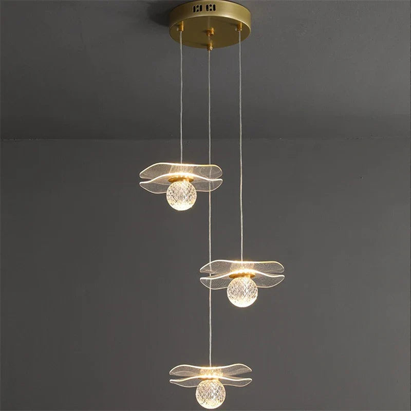 Lampadario loto rame LED moderno