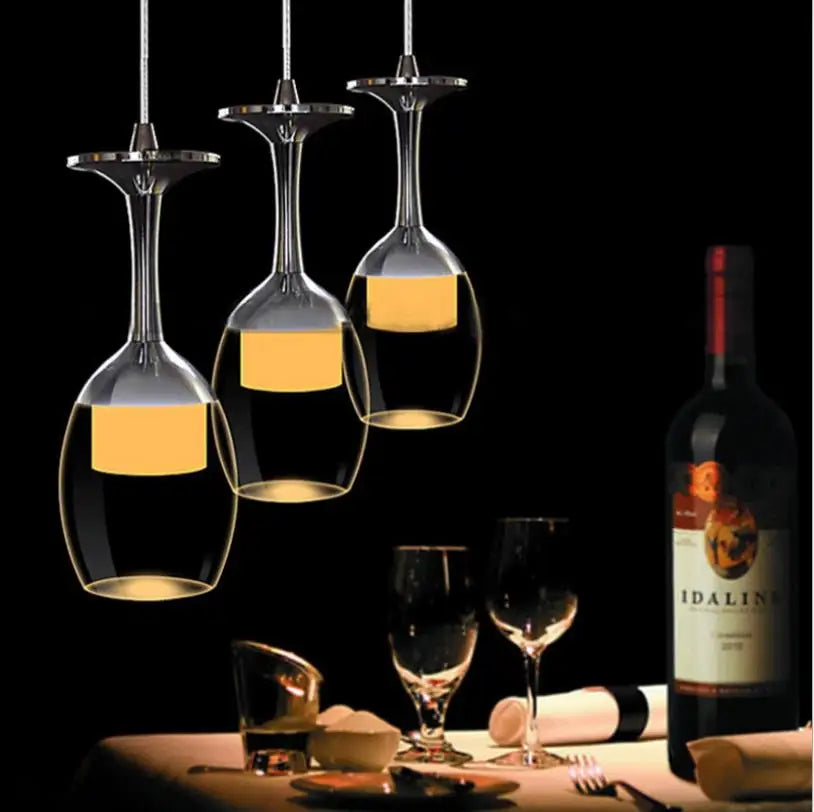 Lampade a sospensione moderne in vetro da vino per bar e caffè