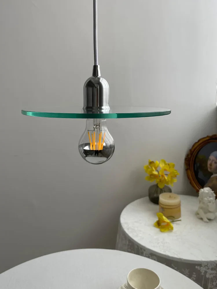 lampadario retrò in vetro chiaro sospeso per decorazione caffè bar