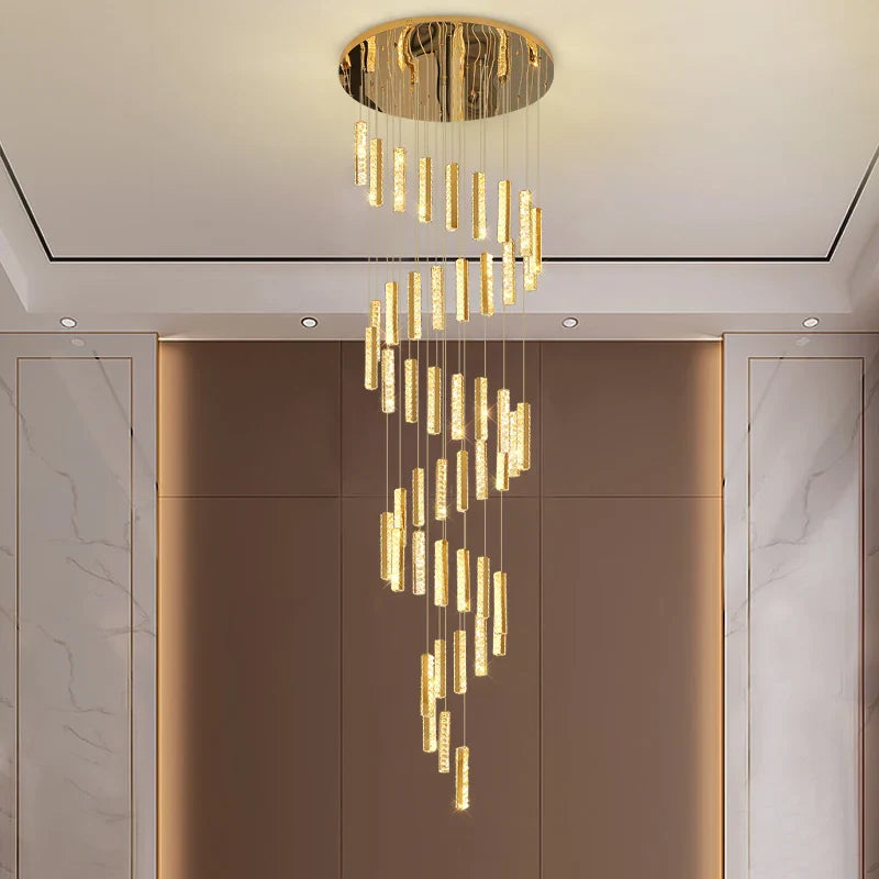 lampadario in cristallo led dorato per illuminazione interna elegante e raffinata