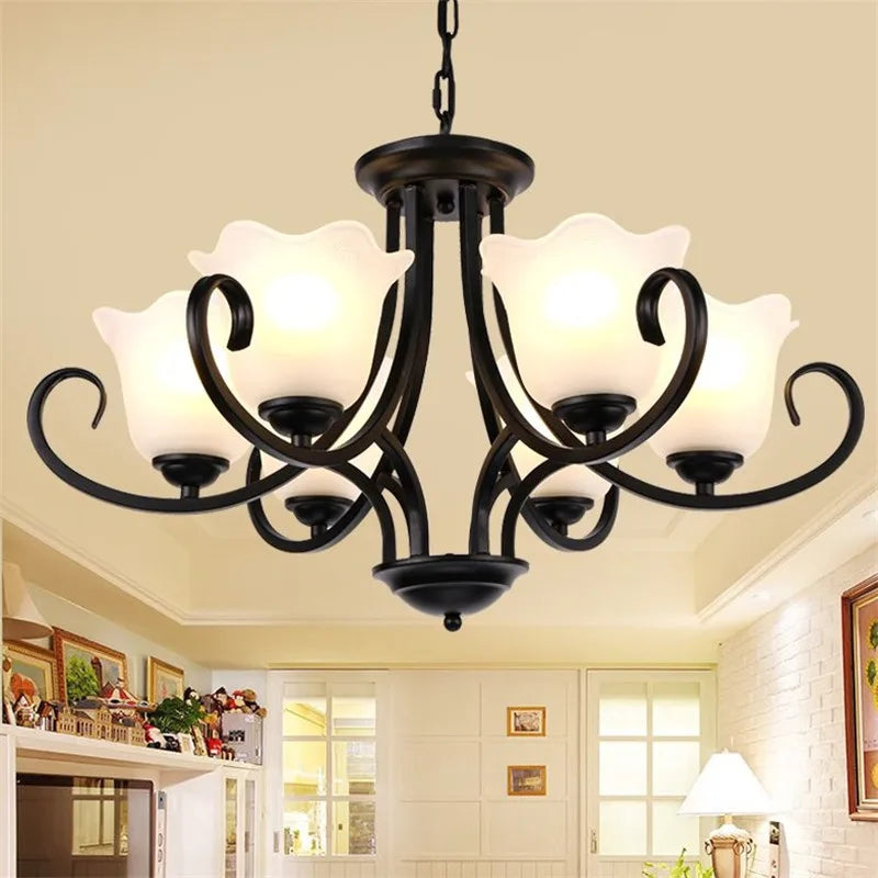 lampadario sospeso in vetro per illuminazione interna moderna