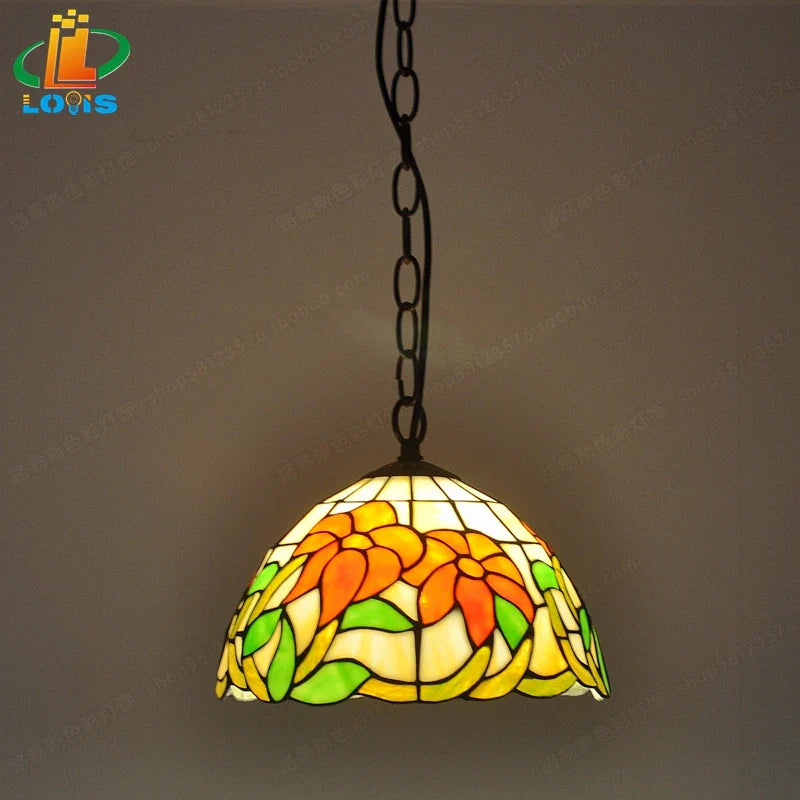 lampadario in begonia americano stile tiffany per decorazione interna