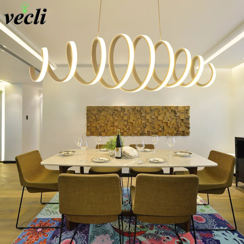 lampadario moderno in alluminio con luci led integrate