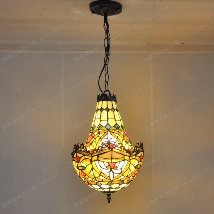 lampadario in vetro tiffany creativo retrò per caffè, bar, scala