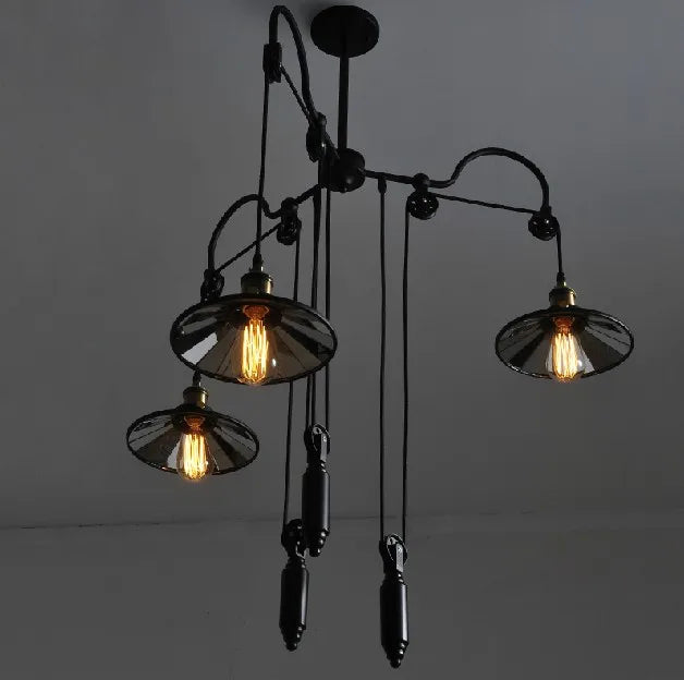 Lampadario a sospensione vintage a carrucola stile loft per decorazione interna