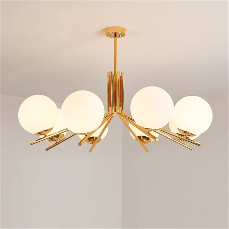 lampadario moderno a led con paralume in metallo dorato