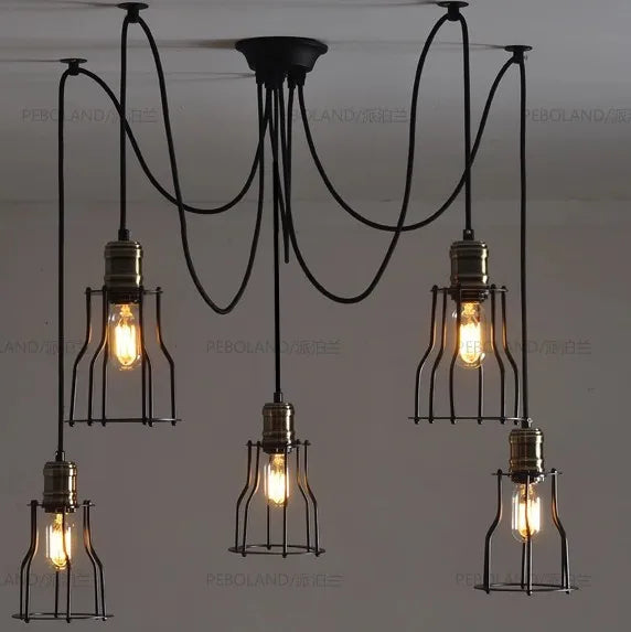 Lampadario retrò nordico vintage regolabile design art spider
