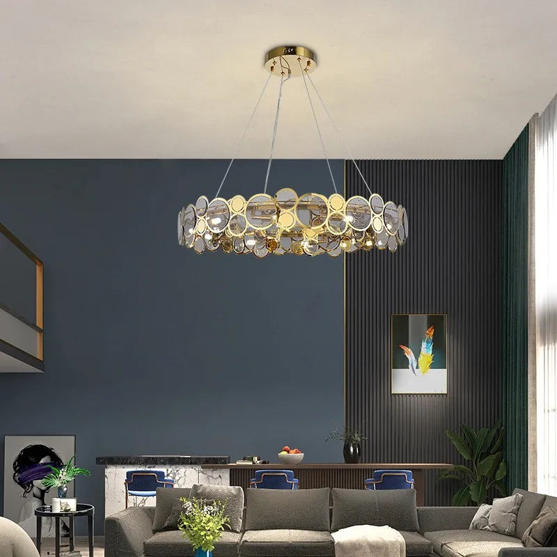 lampadario nordico in vetro LED lusso moderno rotondo