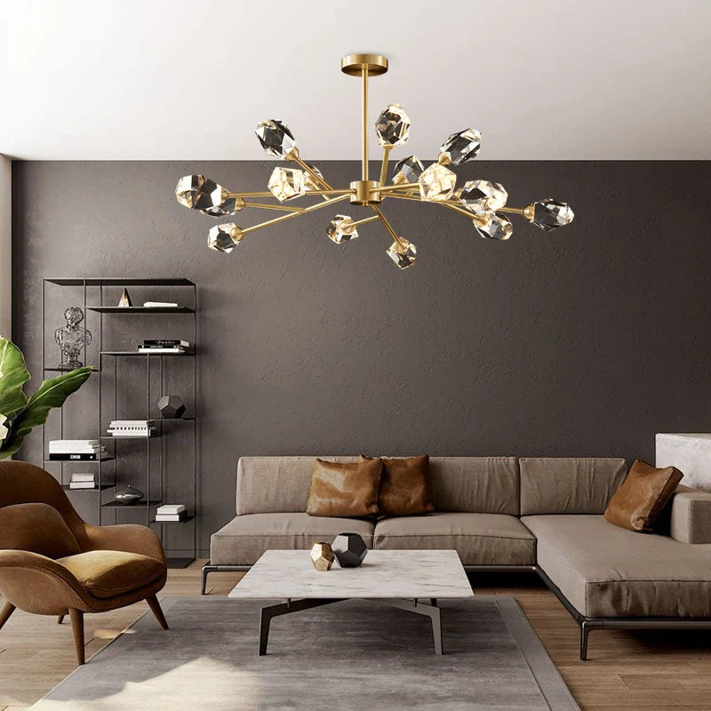 lampadario in cristallo moderno per decorazione interna elegante e lussuosa