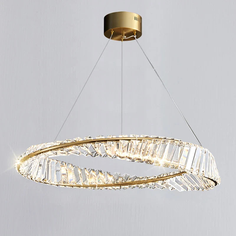 lampadario moderno di lusso in cristallo lampada ad anello sospesa