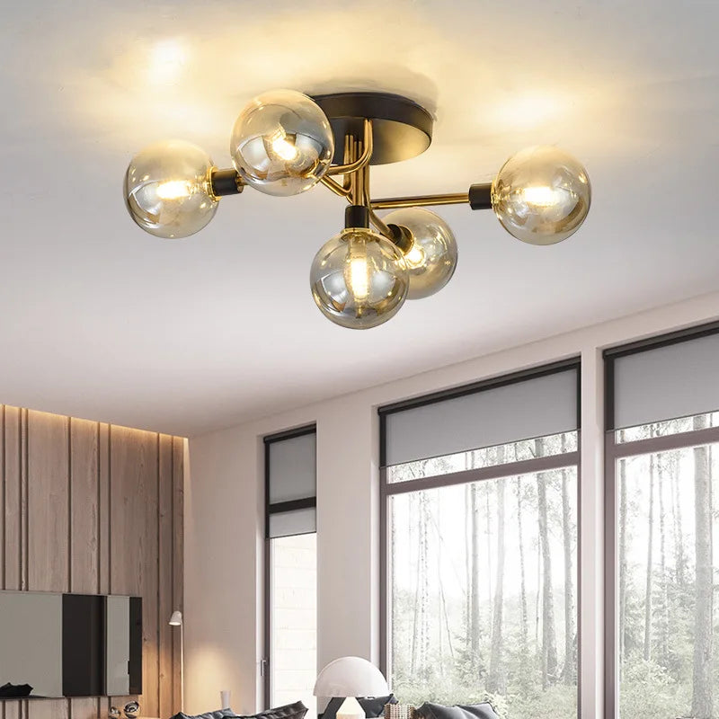Lampadario design vetro fumé moderno.