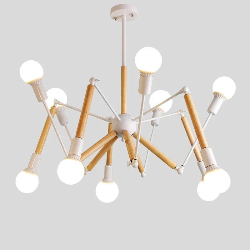 lampadario in legno massiccio stile moderno lampada a ragno creativa post-moderna