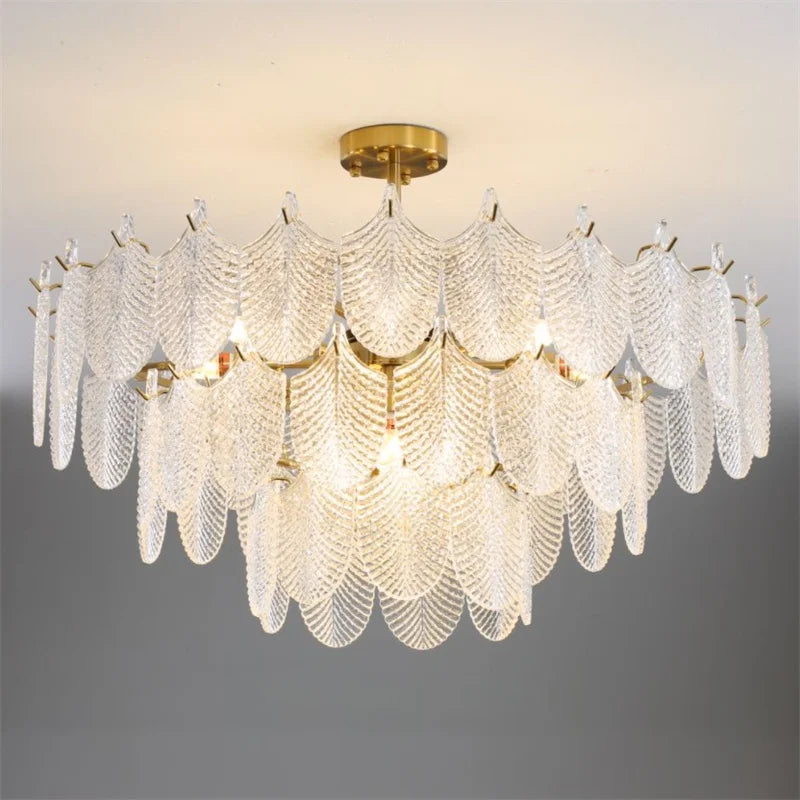 lampadario di lusso in vetro per decorazione d'interni elegante e moderna