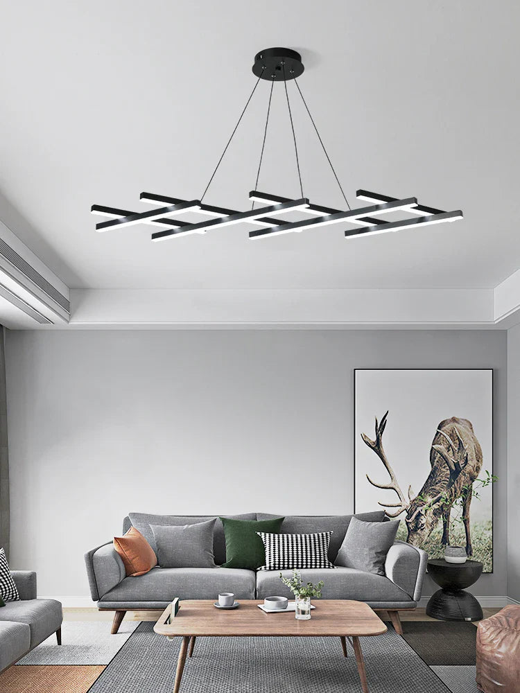 lampadario led minimalista moderno con strisce luminose creative