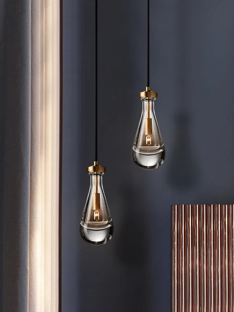 lampadario moderno semplice in vetro e rame di lusso a testa singola