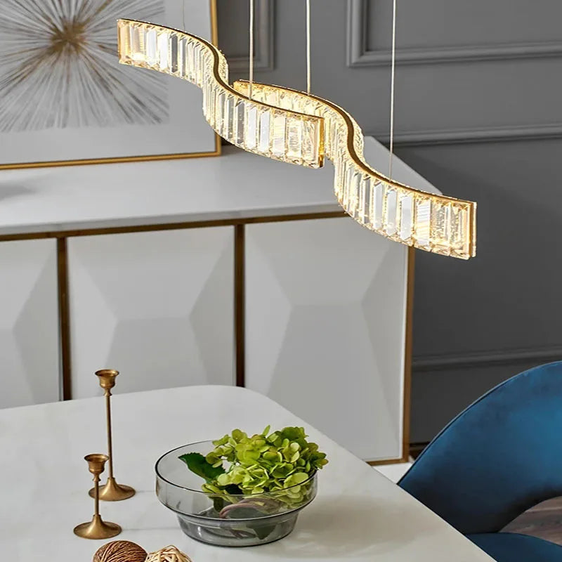 lampadario led a striscia di cristallo design moderno semplice e creativo