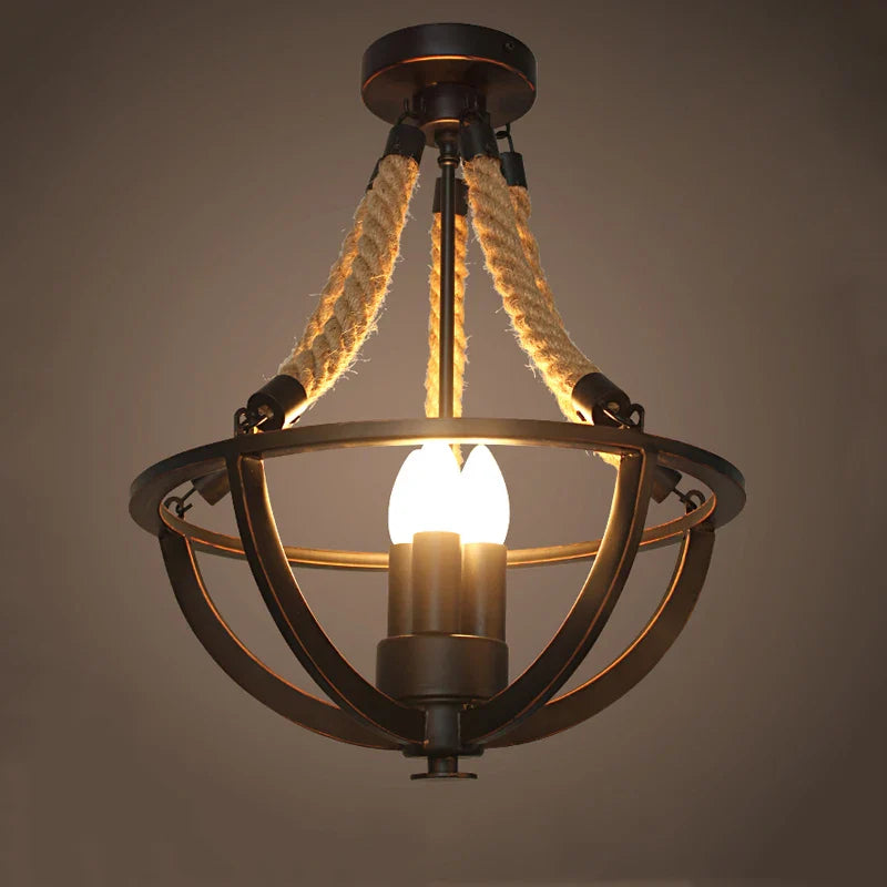 Lampadario vintage retrò ristorante caffè soggiorno bar abbigliamento latte tè soggiorno hotel lampada a goccia creativa sospensione in corda di canapa