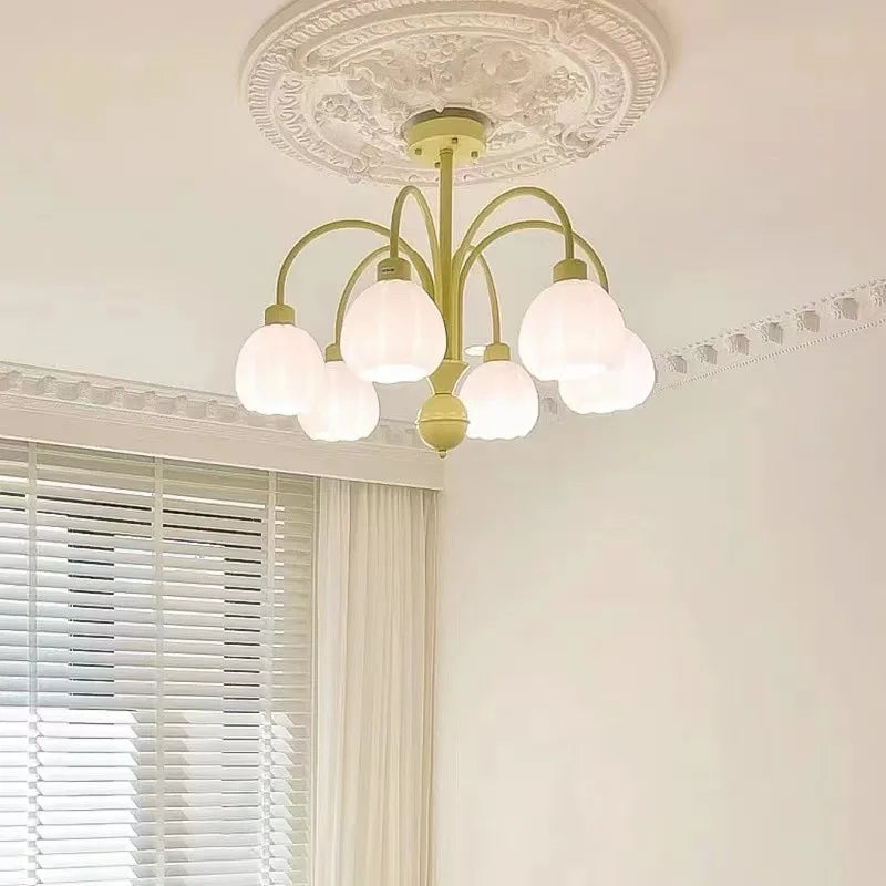 lampadario europeo in vetro a forma di zucca con illuminazione LED per interni