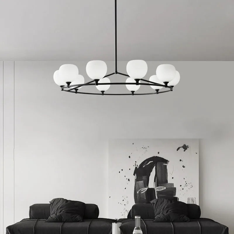lampadario ad anelli con lampadina in vetro stile 	 altezza regolabile