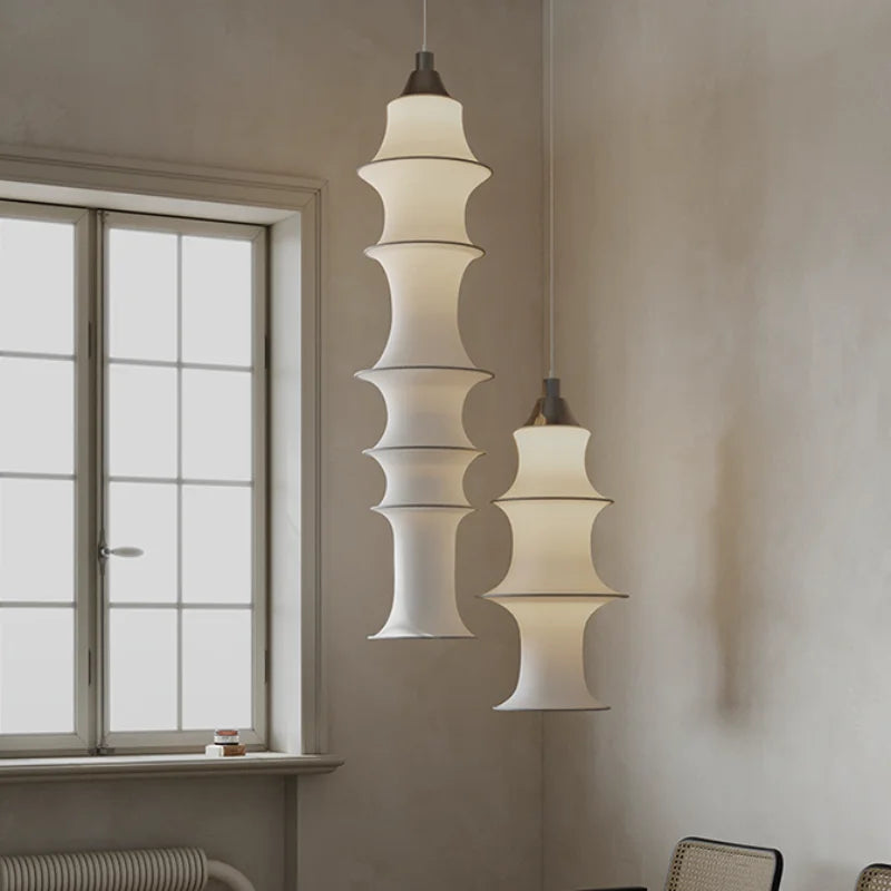 Lampadario in seta: eleganza zen minimalista